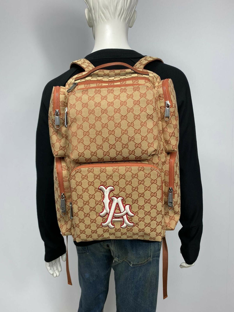 Gucci X MLB GG Canvas LA Dodgers Large Backpack - Neutrals Backpacks, Bags  - GUC1318120