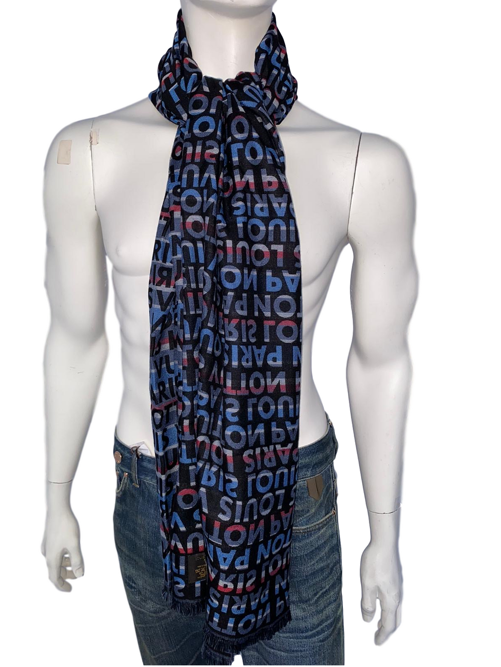 LOUIS VUITTON LOUIS VUITTON scarf scarves M77828 silk Blue Mulch