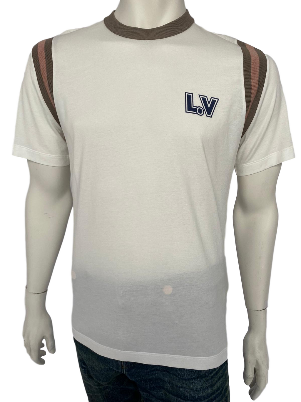 Louis Vuitton White Cotton Knit LV Stamp T-shirt XL Louis Vuitton