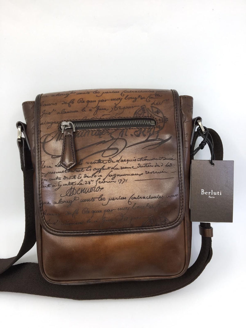 Berluti Jour J Engraved Calf Leather Messenger Bag - Luxuria & Co.