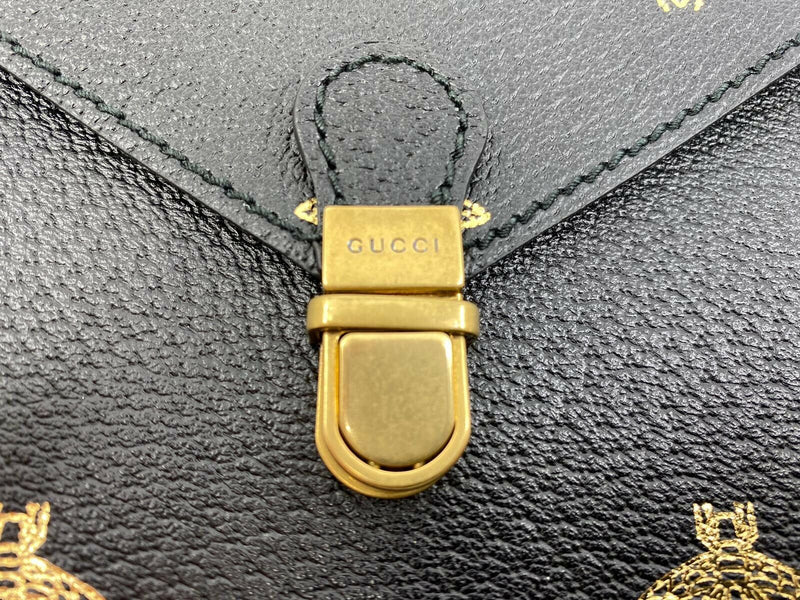 Gucci Gucci Grained Calfskin Bee Star Portfolio - Luxuria & Co.