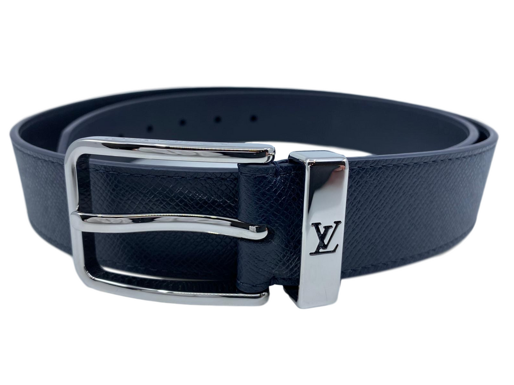 Louis Vuitton Blue Taiga Leather LV Initiales Belt 90CM Louis Vuitton