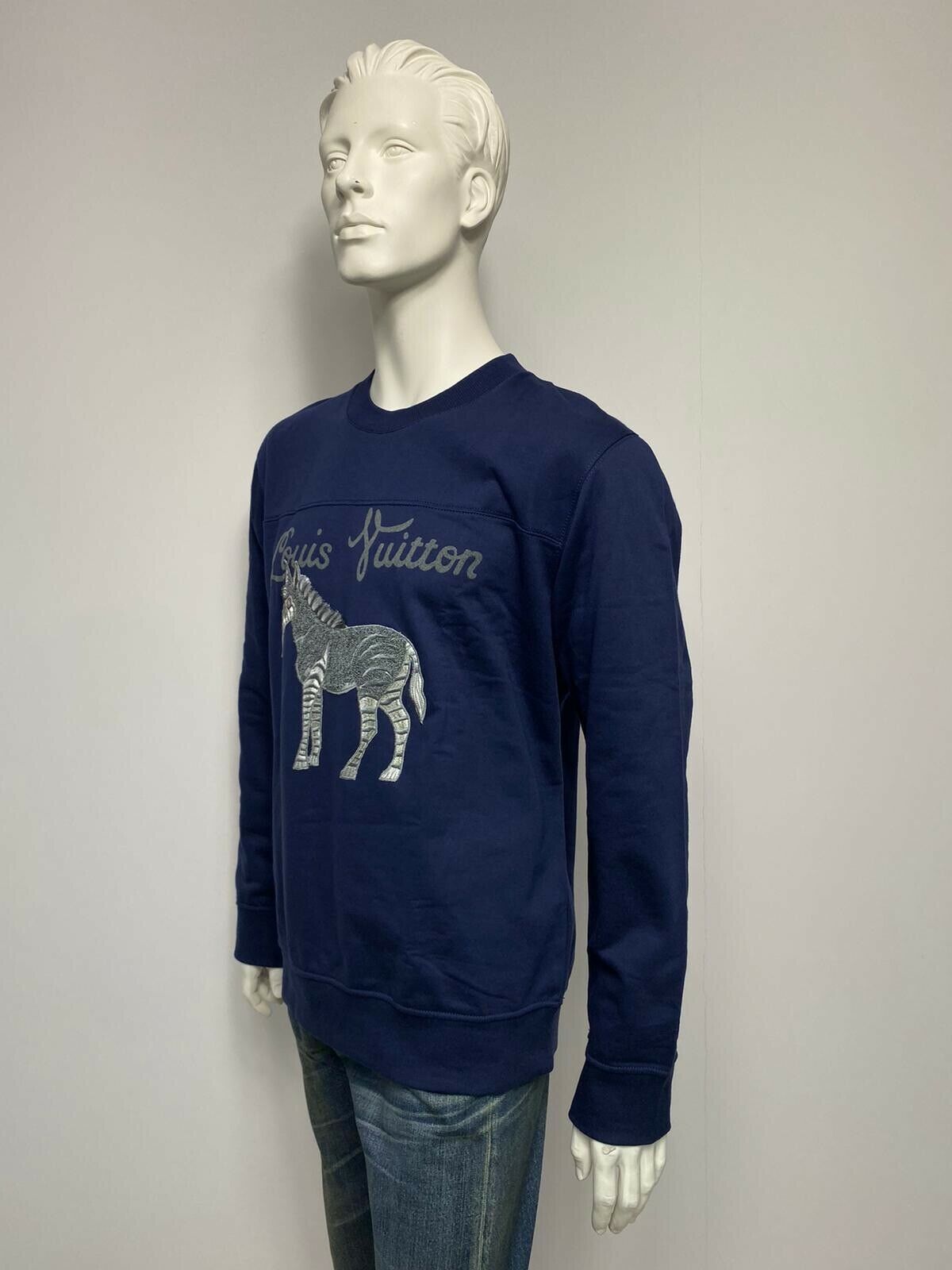 Louis Vuitton Men's Navy Cotton Chapman Zebra Sweater