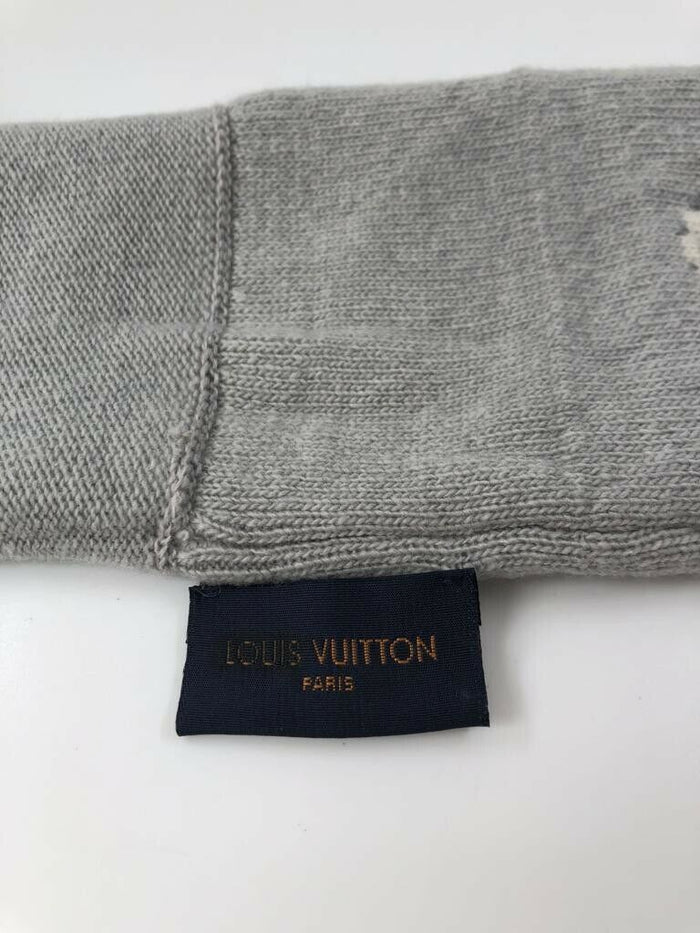 Louis Vuitton Women's Gray Wool Cashmere Monogram Pop Perle Gloves