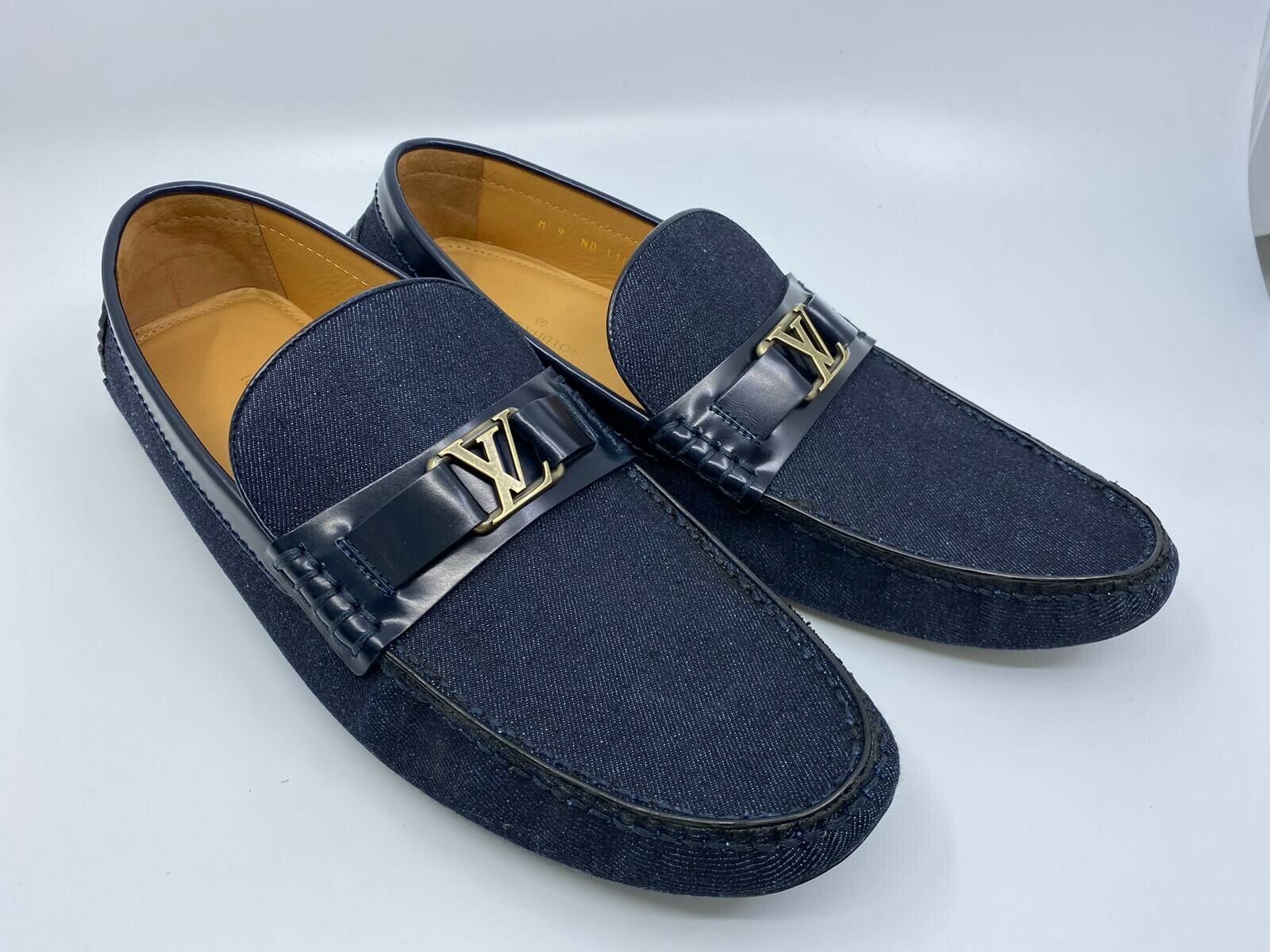 <激安出品>Louis Vuitton ブルーローファー Louis Vuitton Men's Blue Suede Porto Vecchio Moccasin Loafers Size