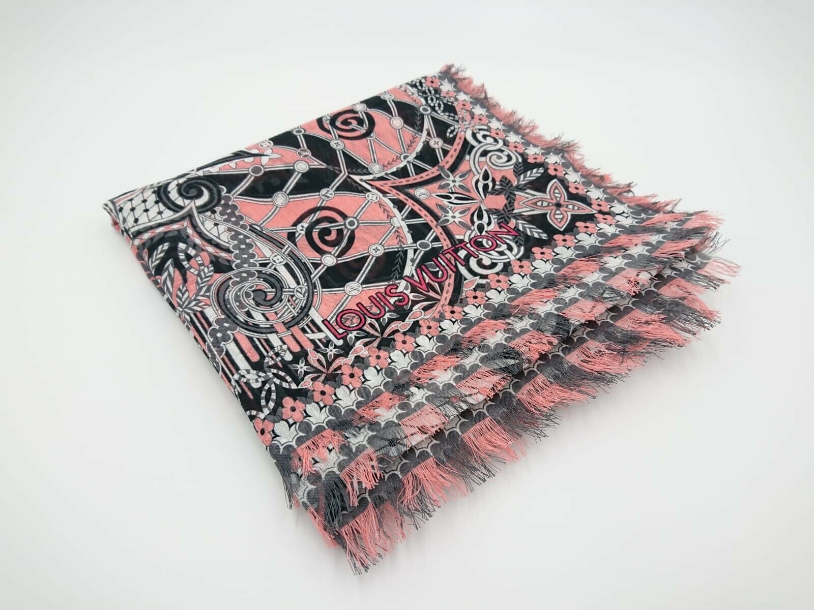 Louis Vuitton Women's Pink Cotton Monogram Flower Scarf M78717