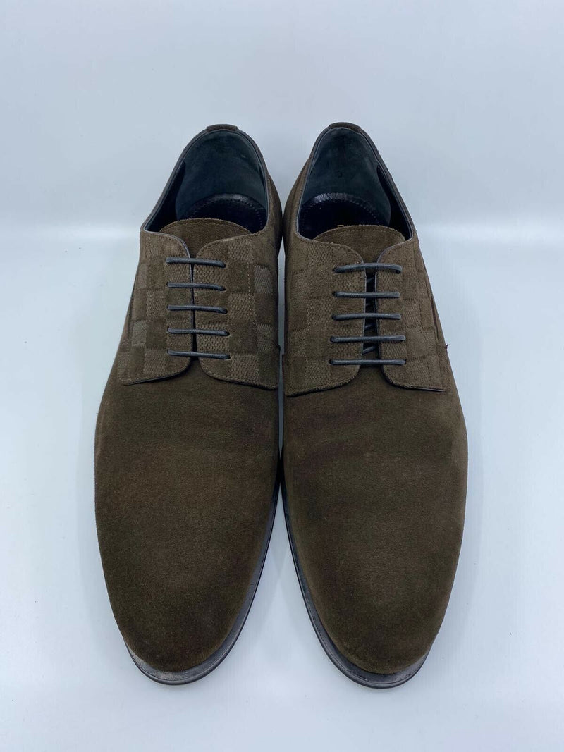Louis Vuitton derby lace up formal shoes brown suede 8.5 US 41.5