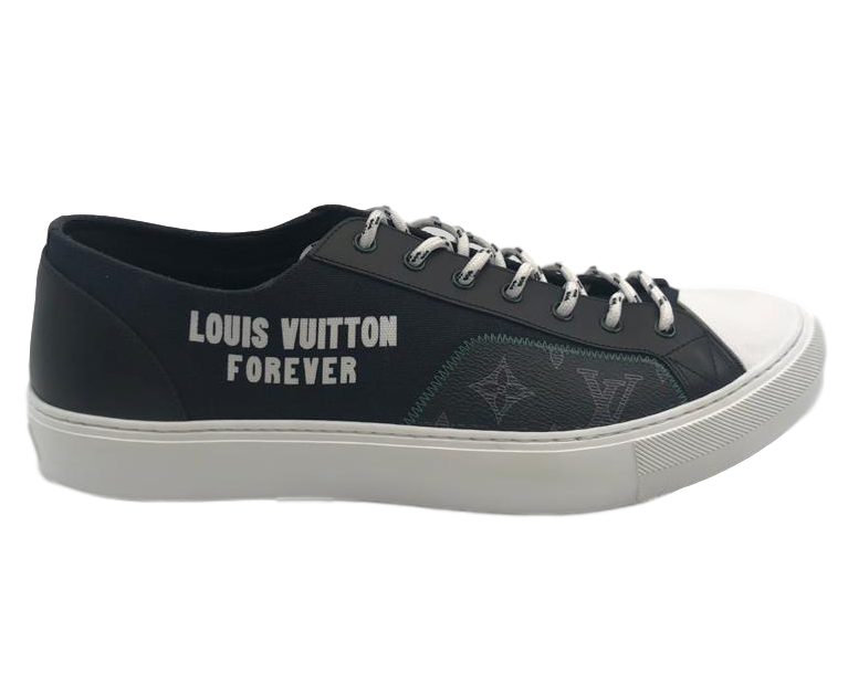 Sold at Auction: Louis Vuitton - Forever Tattoo Sneakers Black Low Top  Monogram Print US 8 - IT 7