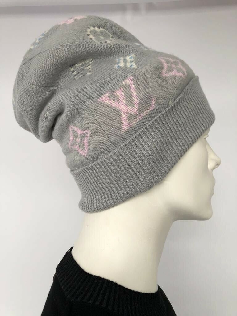 Louis Vuitton Women's Gray Wool Cashmere Monogram Pop Perle Hat