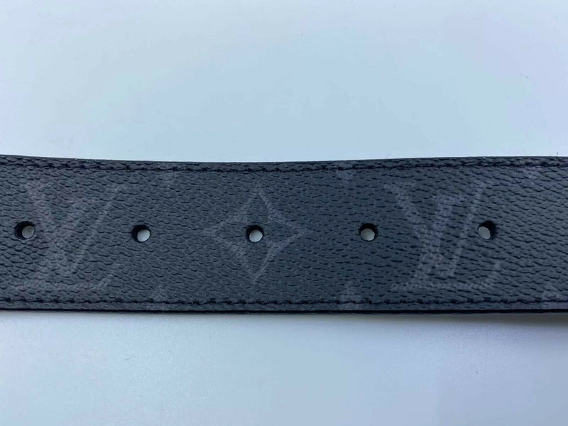 Louis Vuitton Black Buckle Monogram Belt Genuine Leather Black