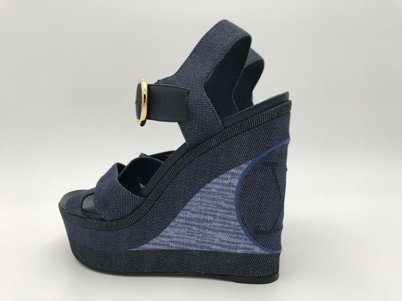 Louis Vuitton Women's Denim Shore Wedge Sandal – Luxuria & Co.