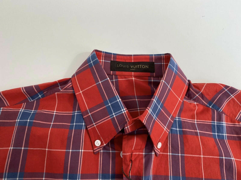 Louis Vuitton Men's Red Cotton Long Sleeve Plaid Shirt – Luxuria & Co Louis Vuitton Men's Red Cotton Long Sleeve Plaid Shirt – Luxuria & Co