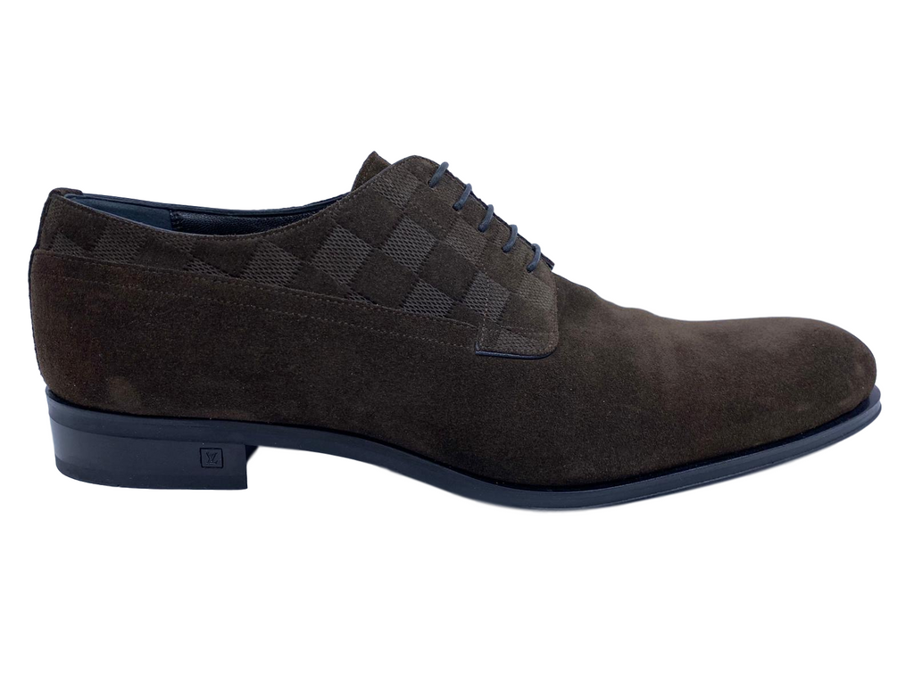 Louis Vuitton derby lace up formal shoes brown suede 8.5 US 41.5 EUR ST0058  *