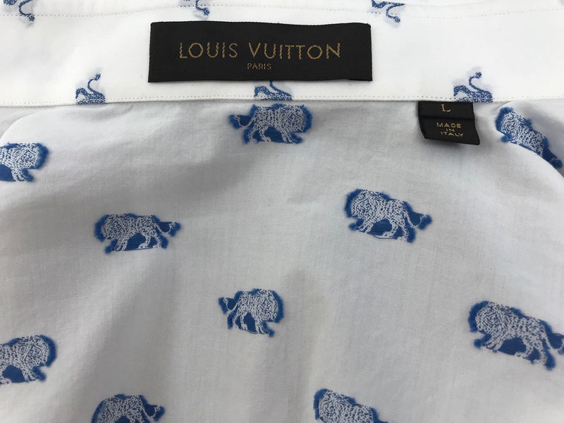Louis Vuitton White Lion Emblem Jacquard Cotton Long Sleeve Shirt XL Louis  Vuitton