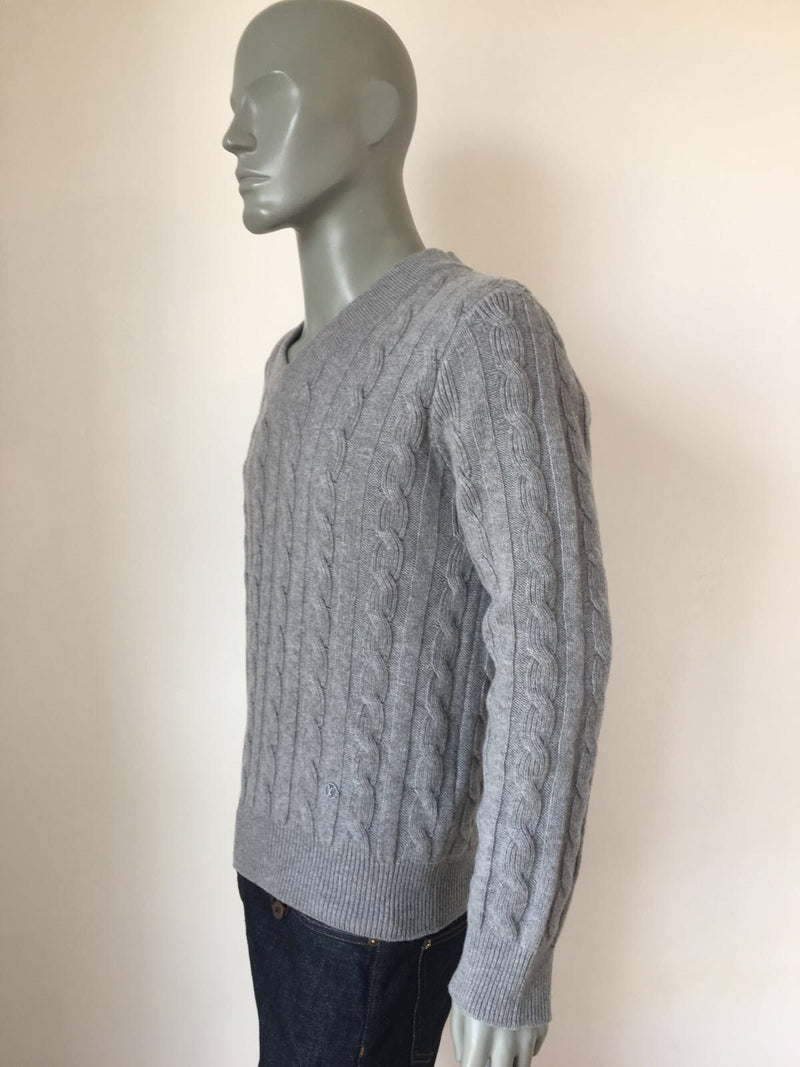 Cabled V Neck Sweater - Luxuria & Co.