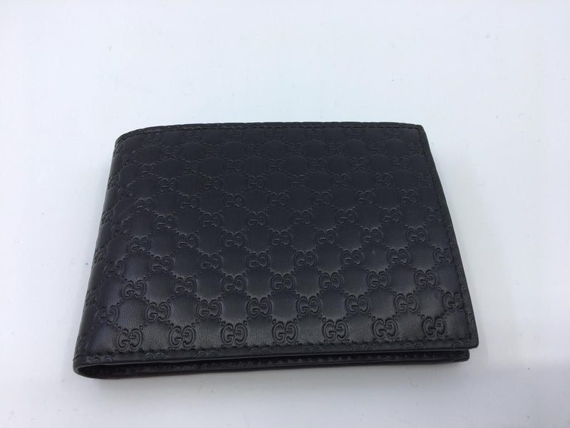 Gucci Black Guccissima Leather Web Bifold Wallet