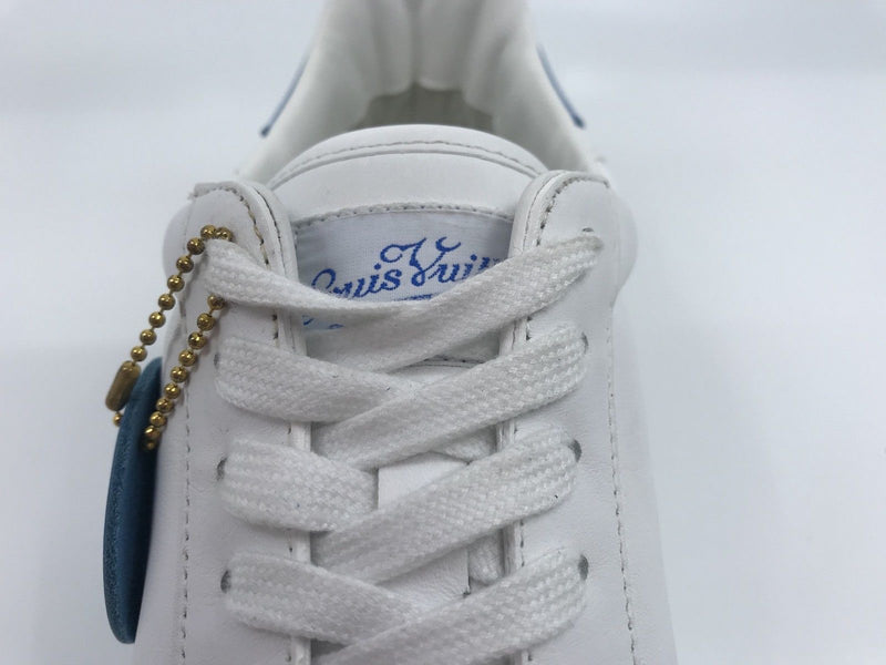 Louis Vuitton Men's White & Blue Monogram Leather Rivoli Sneaker Boot –  Luxuria & Co.