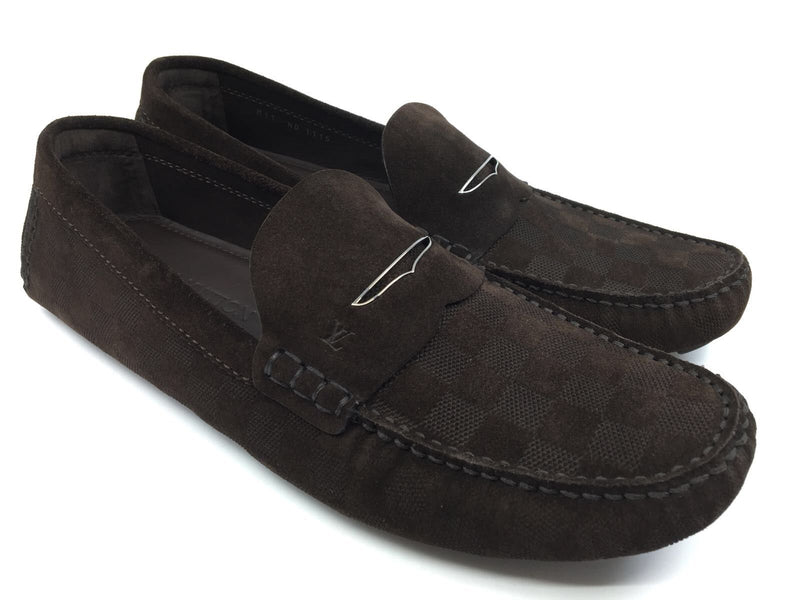 Louis Vuitton Men's Brown Suede Damier Shade Car Shoe Loafer