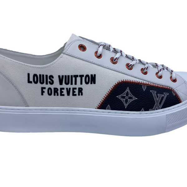 Louis Vuitton Navy Blue Canvas And Leather LV Forever Tattoo Sneakers Size  41.5 Louis Vuitton | The Luxury Closet