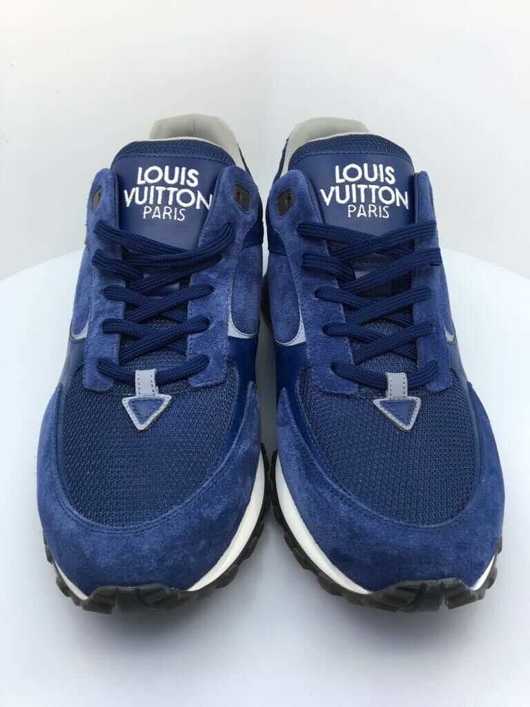 Louis Vuitton Men's Blue Suede Leather Damier Run Away Sneaker