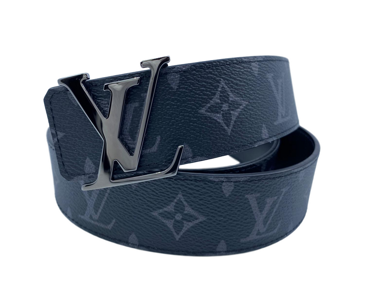 Louis Vuitton LV Initiales 40mm Reversible Grey Monogram Eclipse. Size 90 cm