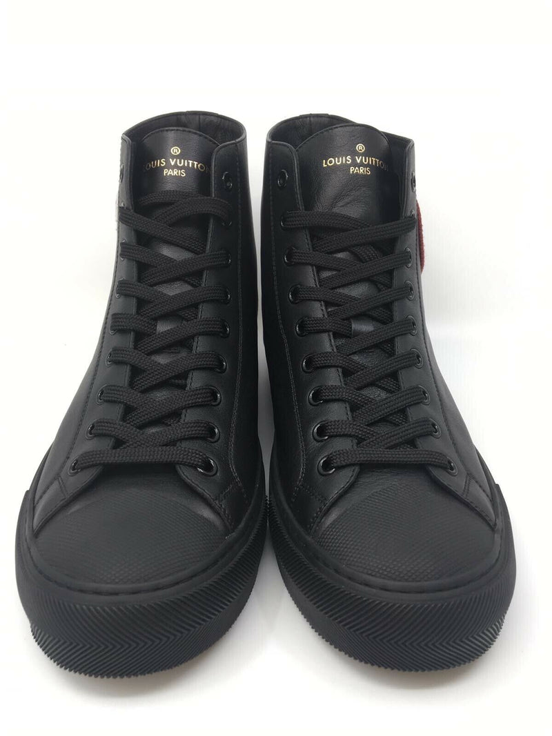 Louis Vuitton Black Leather Tattoo Trainer Boots Size 43 at 1stDibs