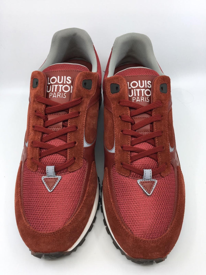 Louis Vuitton Orange Suede and Mesh Lace Up Sneakers Size 41.5