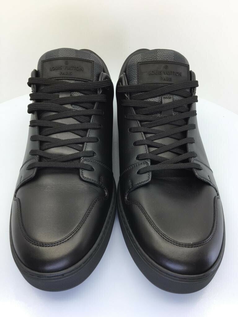 Louis Vuitton Black Damier Nubuck And Leather Run Away Lace Up Sneakers  Size 45 Louis Vuitton
