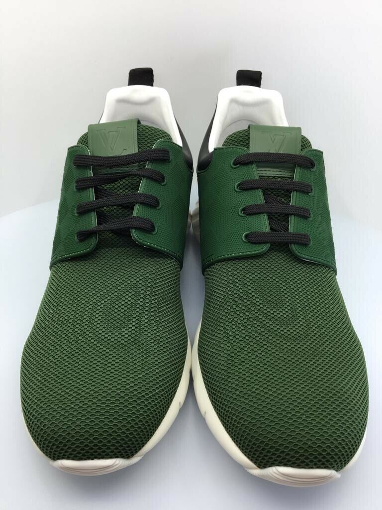 Louis Vuitton Black/Green Leather and Nylon Fastlane Sneakers Size