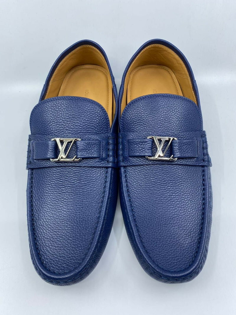 Louis Vuitton Men's Blue Leather Hockenheim Car Shoe Open Back
