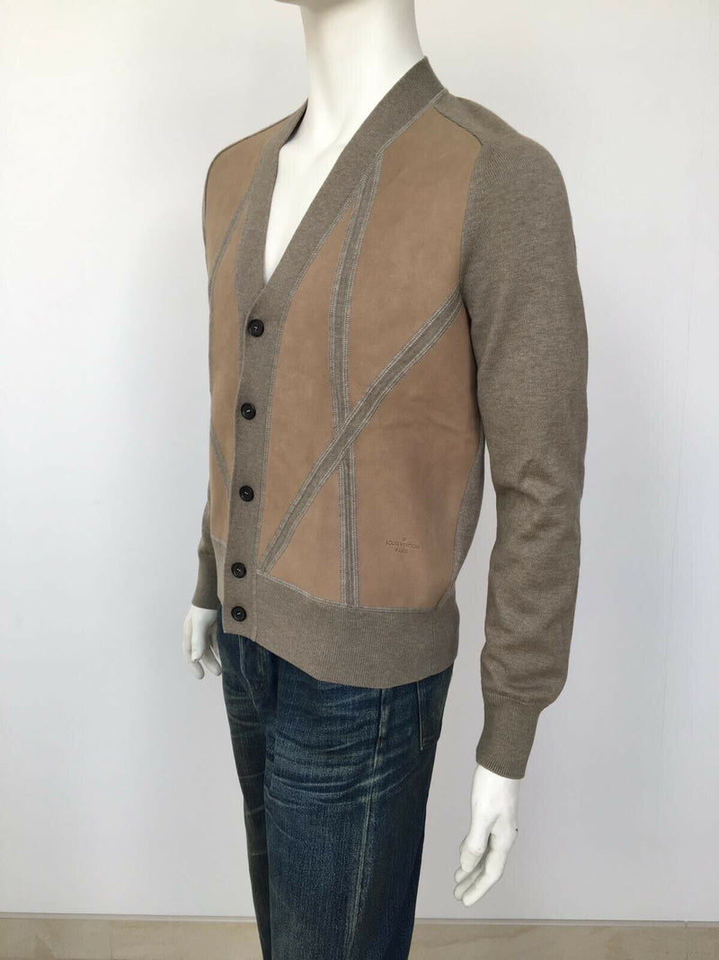 Louis Vuitton Leather Front Wool Sweater Cardigan