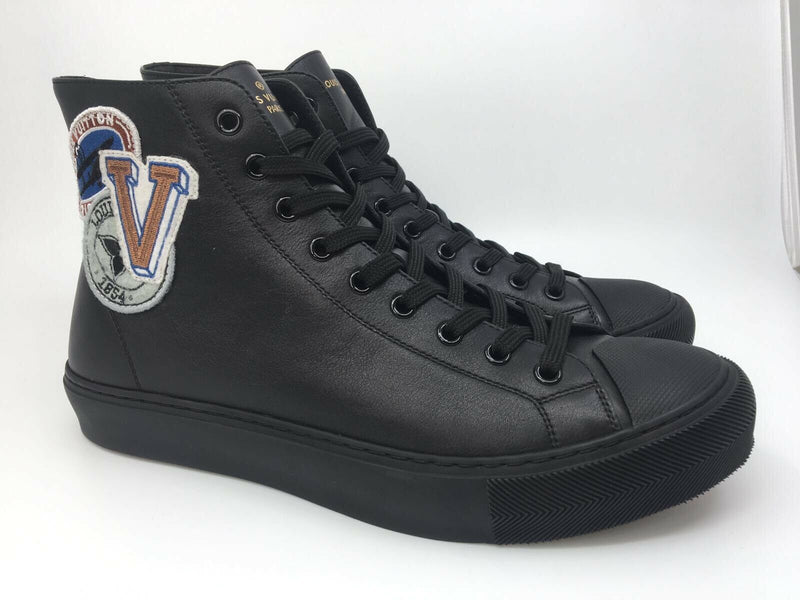 LOUIS VUITTON Calfskin LV League Tattoo Sneaker Boots 8 Black 450828