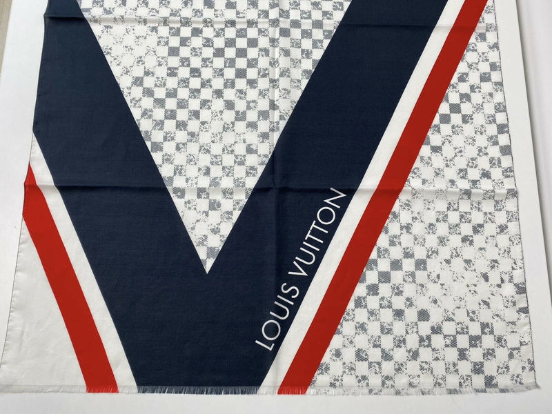 Louis Vuitton Men's 100% Wool Rain Damier Graphite Scarf M76042
