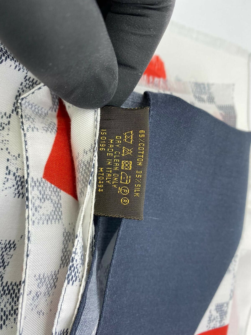 Louis Vuitton Men's Cotton Silk Damier Cobalt Jungle Shawl Scarf