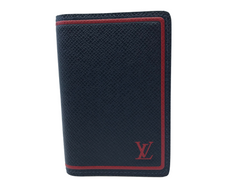 Authentic Louis Vuitton Monogram Aqua Taiga Leather Blue Pocket Organizer  Card Holder