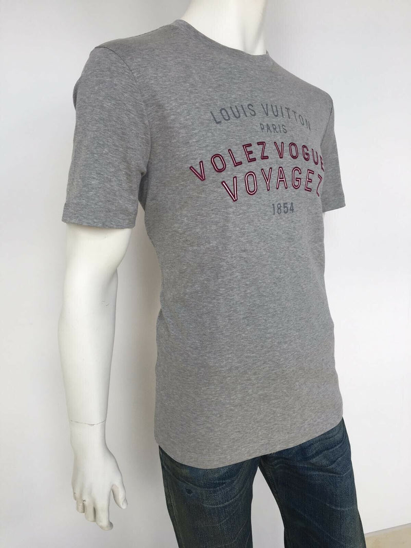 Louis Vuitton Men's Gray Cotton Volez Voguez Voyagez T-Shirt 