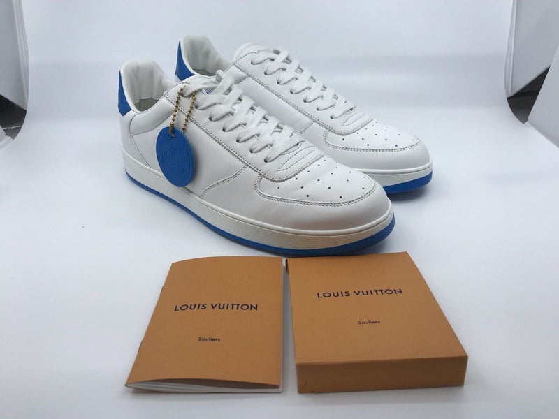Louis Vuitton White/Blue Leather Rivoli High Top Sneakers Size 42