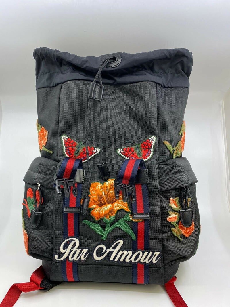 GUCCI L'Aveugle Par Amour Print GG Supreme Backpack Bag Beige 419584