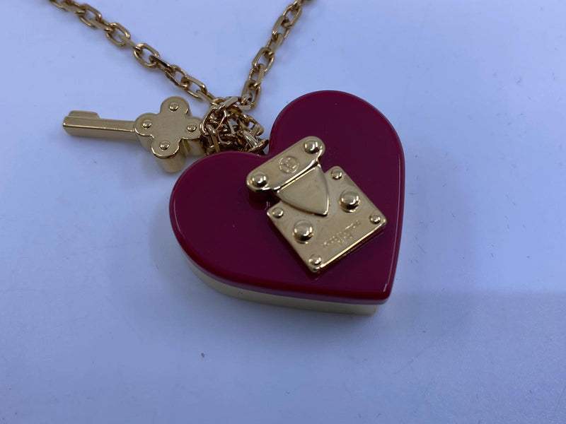 Authentic Louis Vuitton Heart LV Logo Chain Bracelet Gold Red From