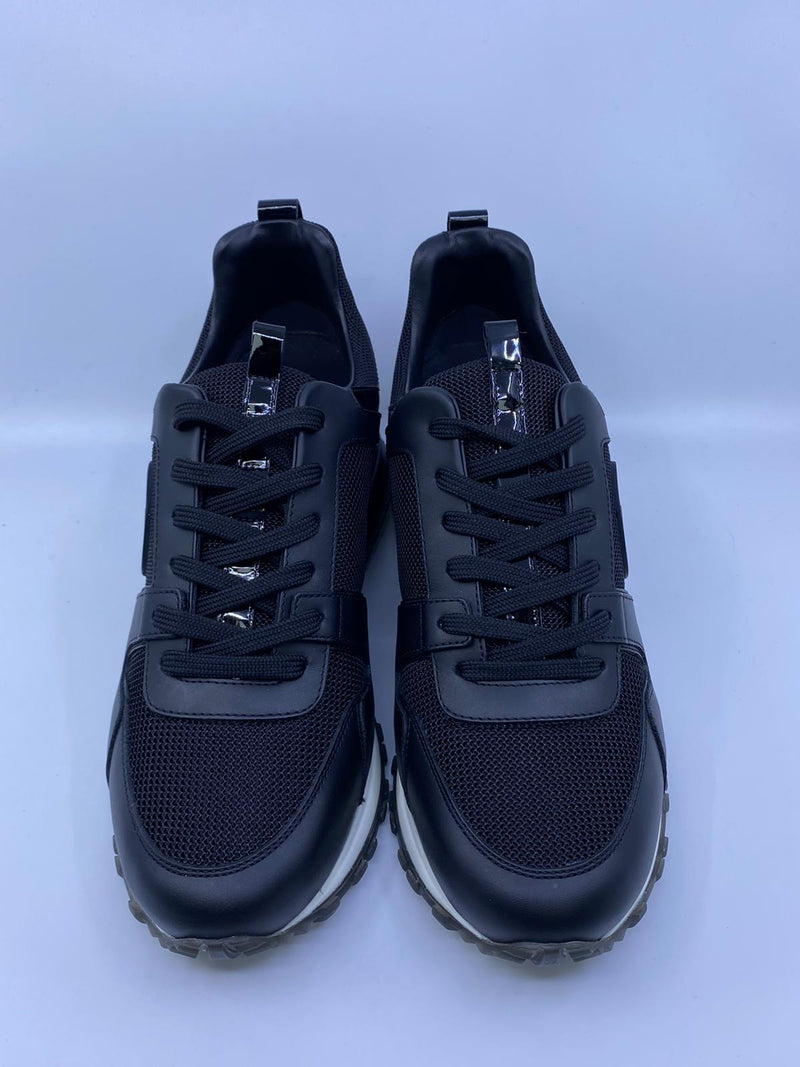 Louis Vuitton Black Leather and Mesh Run Away Sneakers