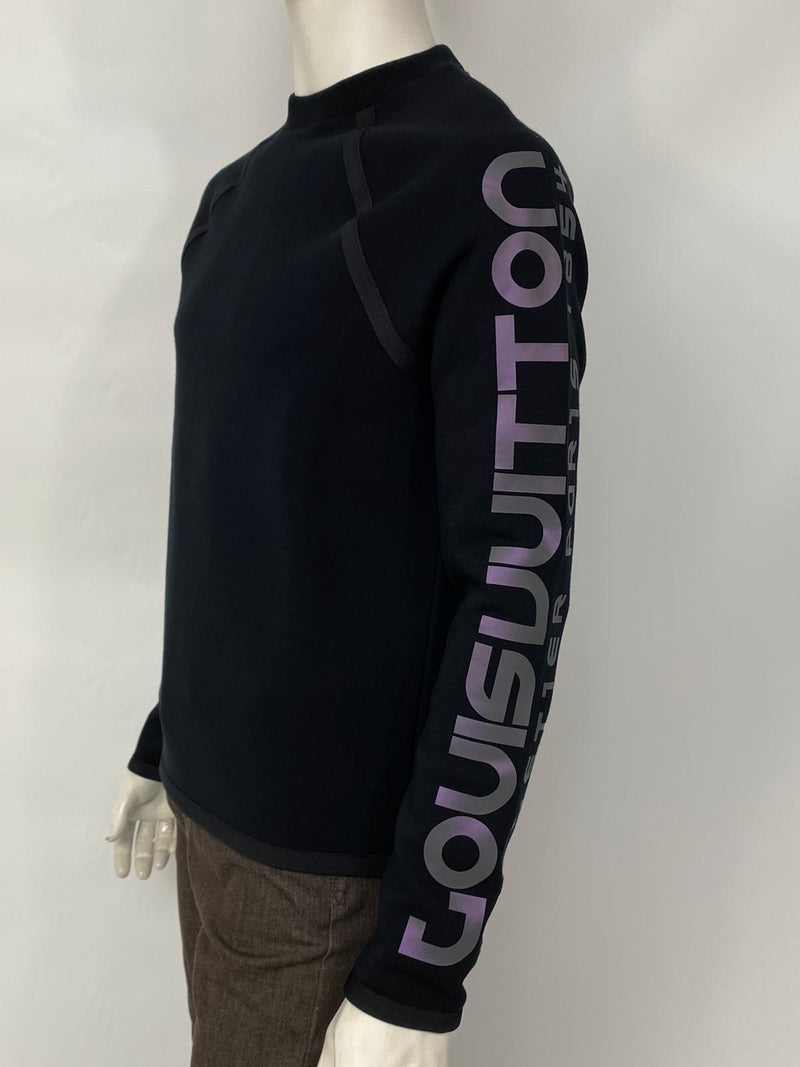 Louis Vuitton Men's Black Cotton Scuba Style Sweater With Reflective Print  – Luxuria & Co.