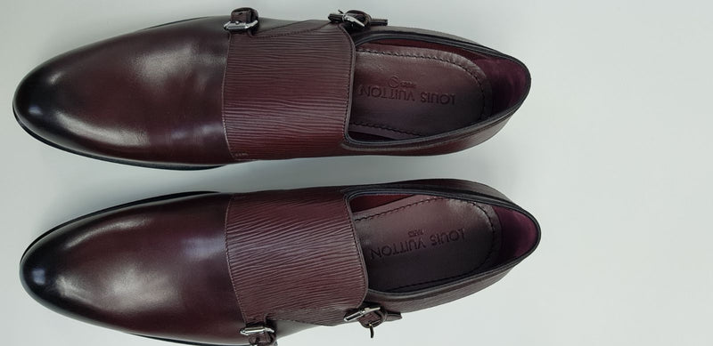Louis Vuitton Brown Double Buckle Leather Men Shoes
