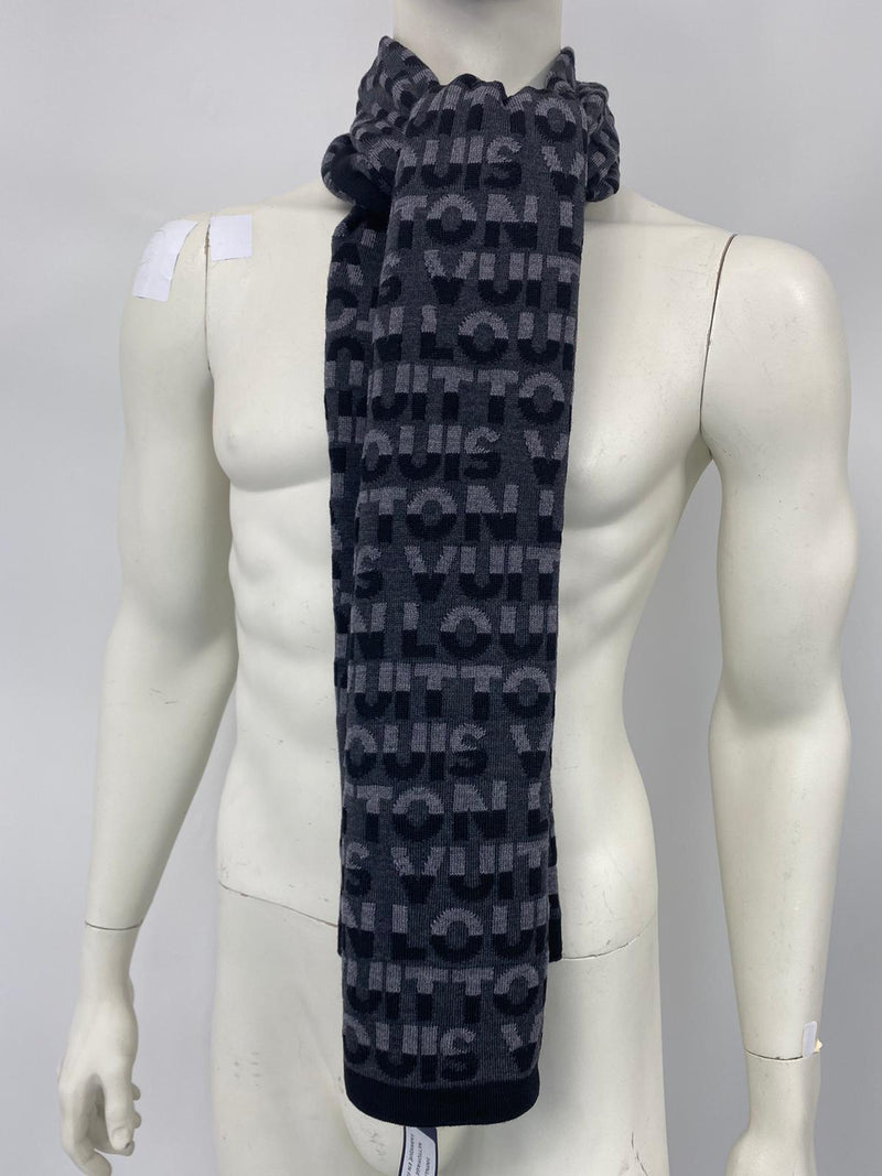 Louis Vuitton Men's Anthracite Wool LV Split Scarf