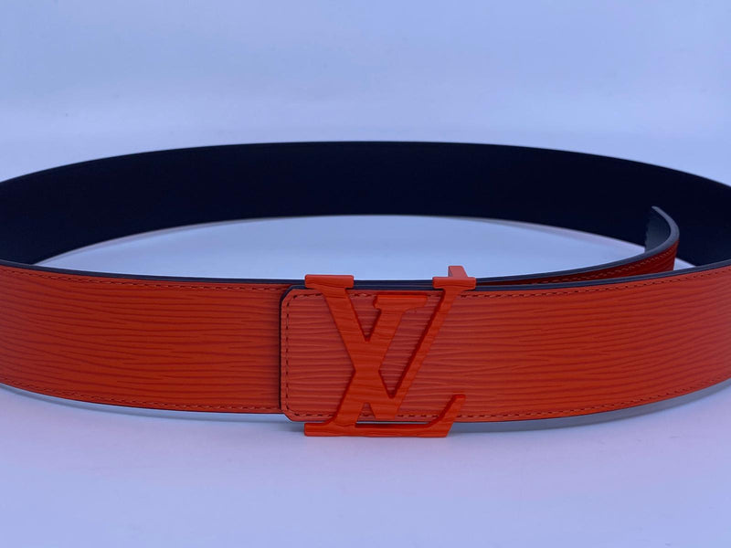 Louis Vuitton Orange Epi Leather Initiales LV Logo Belt Sz 85cm /34