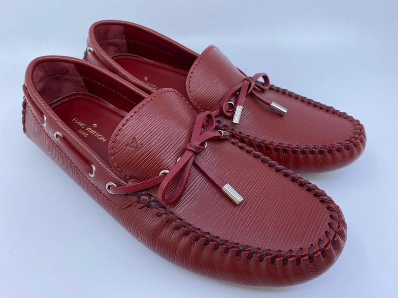 Louis Vuitton Slip On Moccasin Red Driving Loafer Dress Shoe Men's Size 12