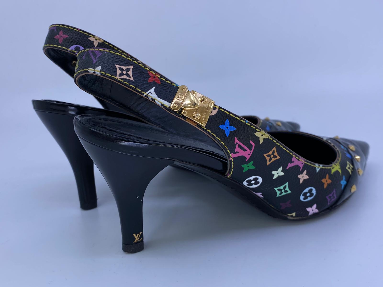 #Louis Vuitton ブラック モノグラムキャンパスミュール#37 Louis Vuitton ブラック モノグラムキャンパスミュール#37