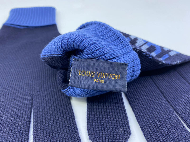Louis Vuitton Blue Wool Split Bleu Gants Gloves - Yoogi's Closet