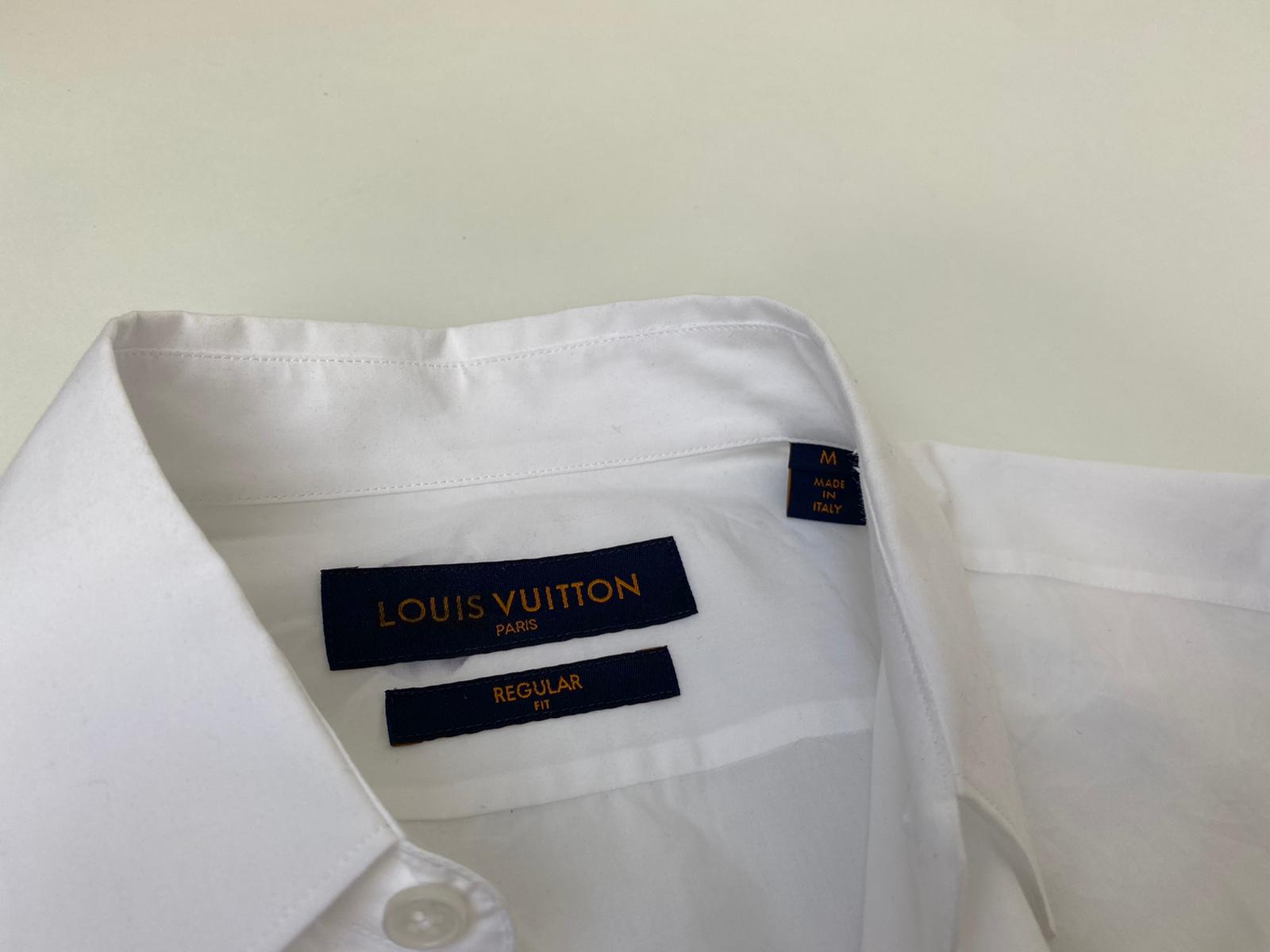 Louis Vuitton Men's White Cotton LV Space Regular Fit Shirt Louis Vuitton Men's White Cotton LV Space Regular Fit Shirt