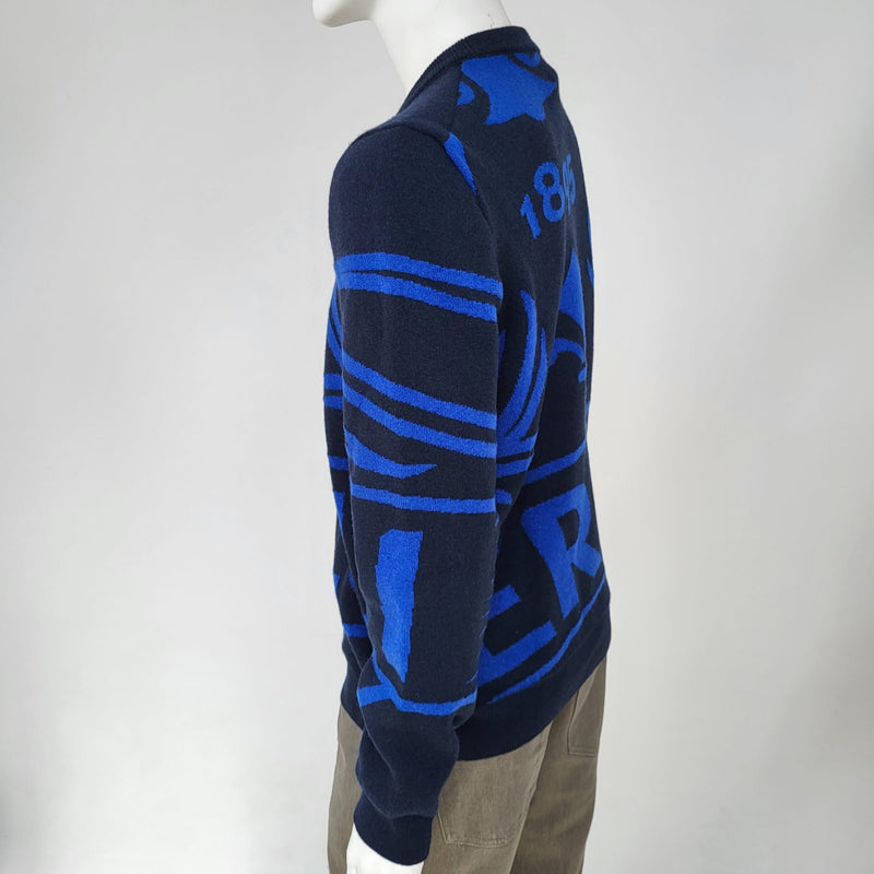 Berluti Men's Navy Blue Cashmere Crest Jacquard Sweater – Luxuria & Co.