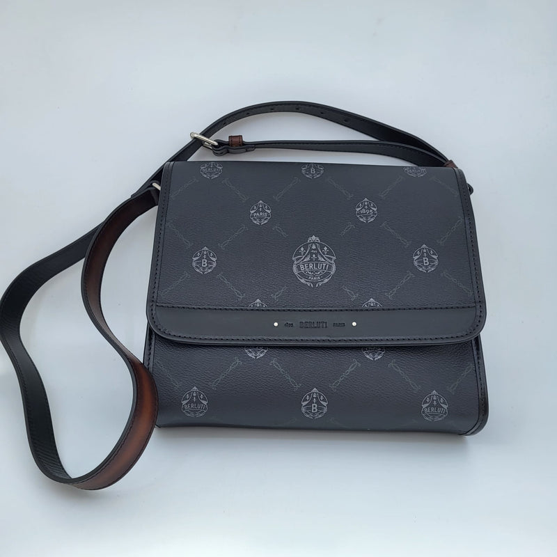 Berluti Men's Black Canvas & Leather Flaneur PM Messenger Bag – Luxuria &  Co.